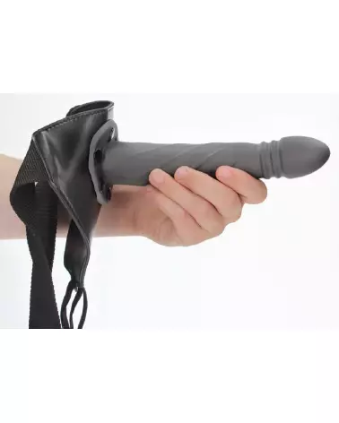 Twisted Hollow Strap-On 8 inch Gunmetal Ouch! by Shots-7