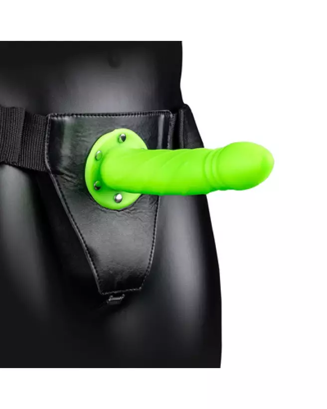 Gode Ceinture Phosphorescent Neon Green Ouch! by Shots 20 cm Hollow Strap-On-1