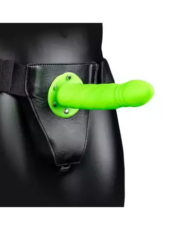 Gode Ceinture Phosphorescent Neon Green Ouch! by Shots 20 cm Hollow Strap-On-1