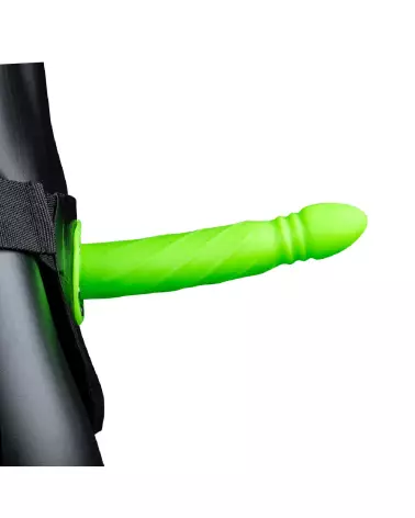 Gode Ceinture Phosphorescent Neon Green Ouch! by Shots 20 cm Hollow Strap-On-4