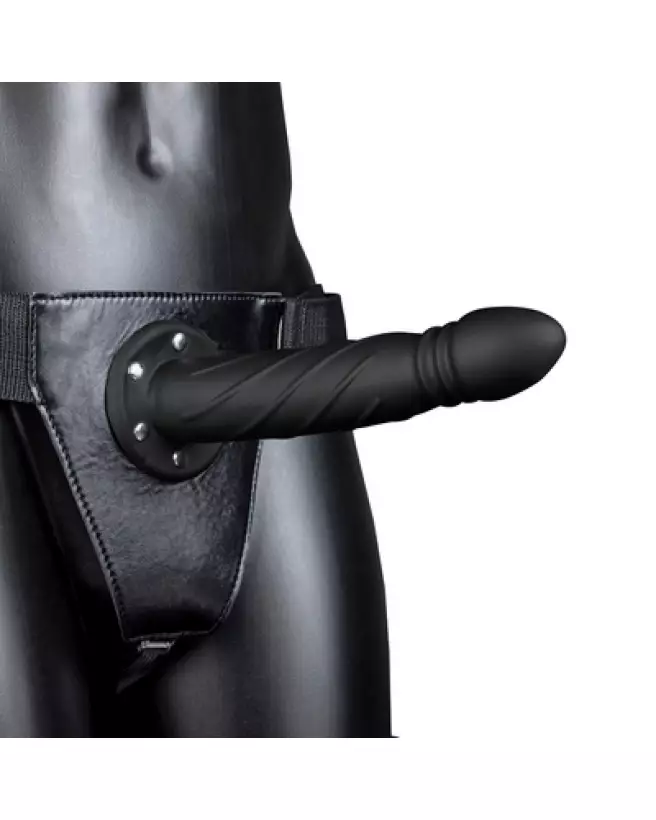 Twisted Hollow Strap-On 8 pouces 20 cm Noir par Ouch! by Shots, Gode Ceinture-1