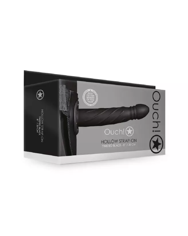 Twisted Hollow Strap-On 8 pouces 20 cm Noir par Ouch! by Shots, Gode Ceinture-2