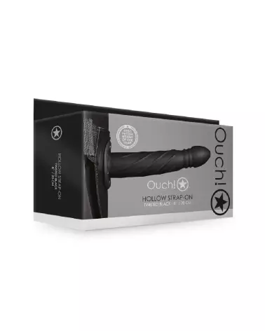 Twisted Hollow Strap-On 8 pouces 20 cm Noir par Ouch! by Shots, Gode Ceinture-2