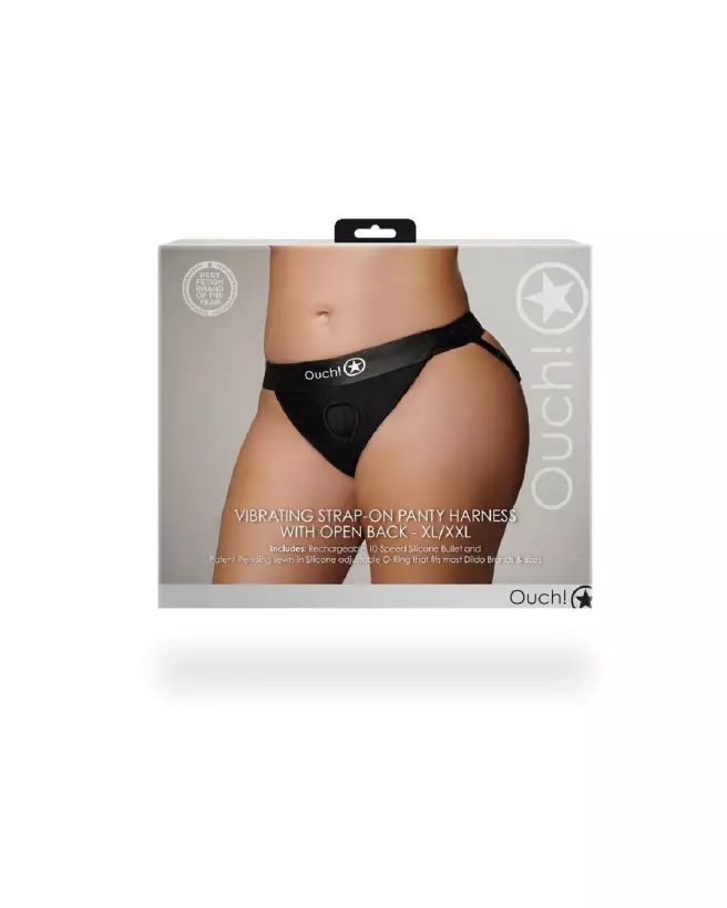 Harnais Vibrant Ouch! XL/XXL Noir - Gode Ceinture Érotique-3