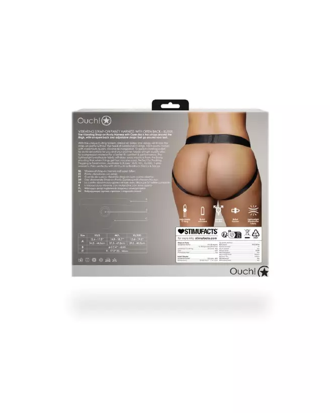 Harnais Vibrant Ouch! XL/XXL Noir - Gode Ceinture Érotique-4