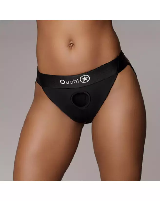 Image de harnais culotte vibrant noir M/L Ouch! by Shots, accessoire érotique ajustable-1