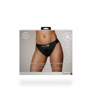 Image de harnais culotte vibrant noir M/L Ouch! by Shots, accessoire érotique ajustable-3