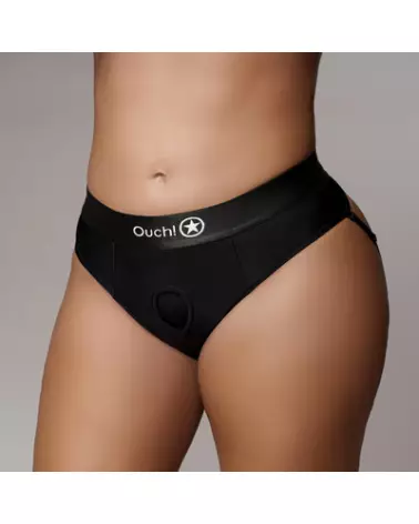 Vibrating Strap-On Thong XL/XXL Black with Removable Butt Straps by Ouch! Shots-1