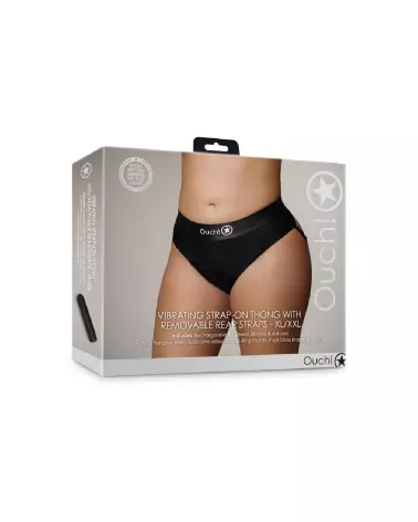 Vibrating Strap-On Thong XL/XXL Black with Removable Butt Straps by Ouch! Shots-2