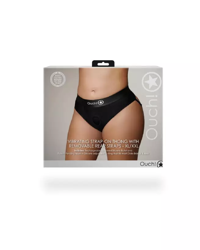 Vibrating Strap-On Thong XL/XXL Black with Removable Butt Straps by Ouch! Shots-3