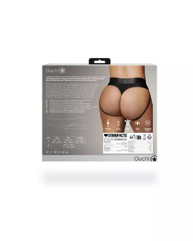 Vibrating Strap-On Thong XL/XXL Black with Removable Butt Straps by Ouch! Shots-4