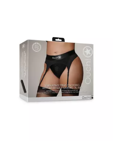 Vibrating Strap-on Thong XL/XXL with Adjustable Garters by Ouch! Shots in Black-2