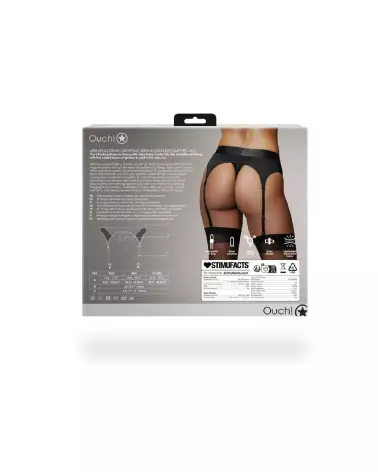 Vibrating Strap-on Thong with Adjustable Garters by Ouch! in Black M/L-4