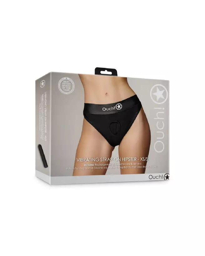 Vibrating Strap-on Hipster XS/S Black de Ouch! by Shots pour exploration intime-2