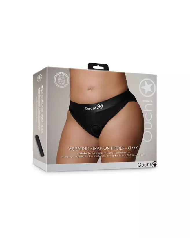 Image du Vibrating Strap-on Hipster XL/XXL Noir de Ouch! by Shots, gode ceinture ajustable-2