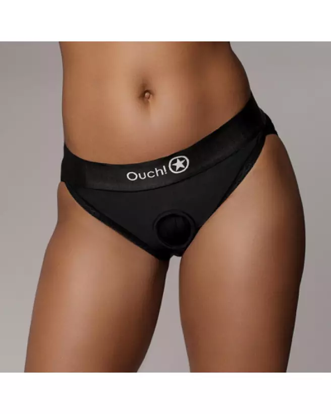 Vibrating Strap-on Hipster M/L Noir par Ouch! - Gode Ceinture Élégant et Confortable-1
