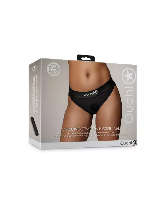 Vibrating Strap-on Hipster M/L Noir par Ouch! - Gode Ceinture Élégant et Confortable-2