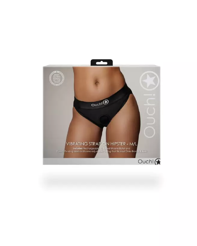 Vibrating Strap-on Hipster M/L Noir par Ouch! - Gode Ceinture Élégant et Confortable-3