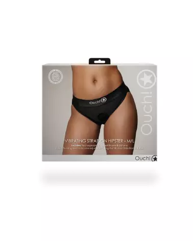 Vibrating Strap-on Hipster M/L Noir par Ouch! - Gode Ceinture Élégant et Confortable-3