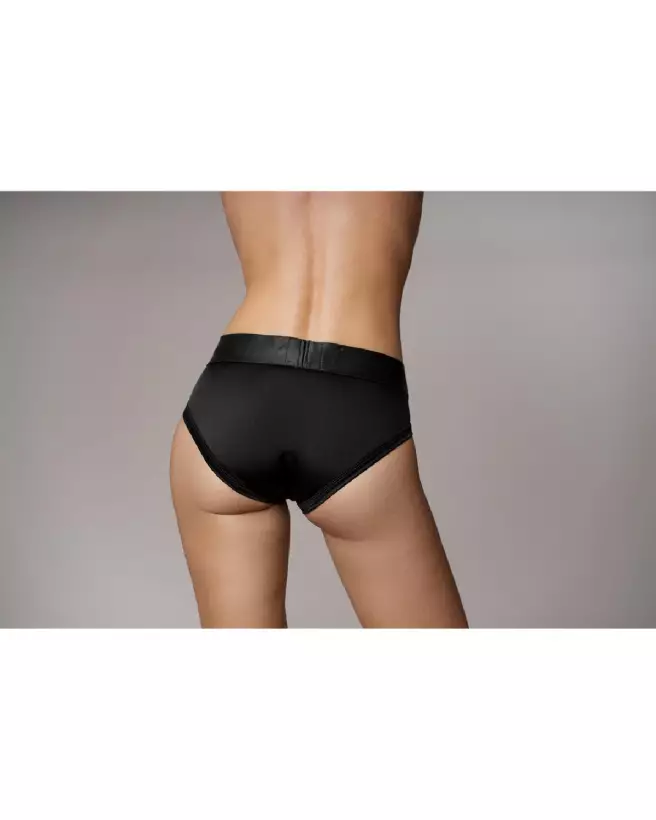 Vibrating Strap-on High-cut Brief XS/S Black par Ouch! Shots - Gode Ceinture Vibrant-5