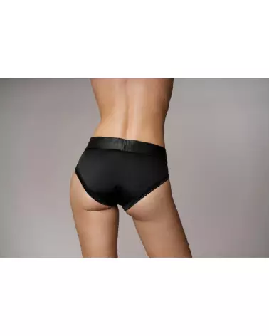 Vibrating Strap-on High-cut Brief XS/S Black par Ouch! Shots - Gode Ceinture Vibrant-5