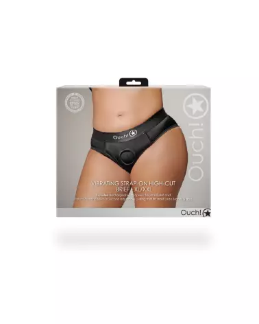 Vibrating Strap-on High-cut Brief XL/XXL Black Ouch! by Shots Gode Ceinture-2