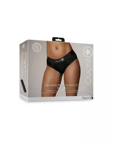 Vibrating Strap-on High-Cut Brief M/L Black Ouch! by Shots-2