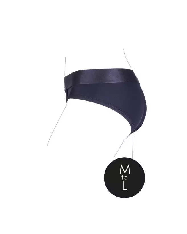 Vibrating Strap-on High-Cut Brief M/L Black Ouch! by Shots-7