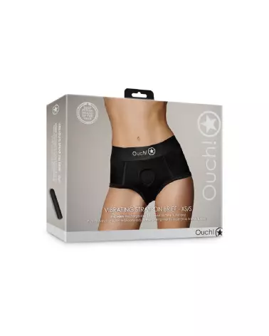 Vibrating Strap-on Brief Ouch! by Shots en noir taille XS/S pour confort et plaisir-2