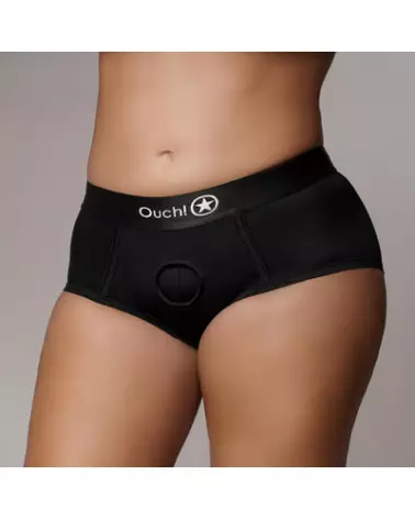 Vibrating Strap-on Brief XL/XXL Black de Ouch! by Shots en action-1