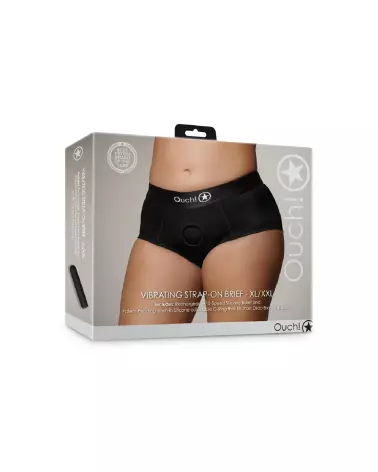 Vibrating Strap-on Brief XL/XXL Black de Ouch! by Shots en action-2