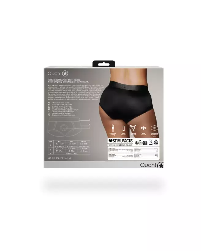Vibrating Strap-on Brief XL/XXL Black de Ouch! by Shots en action-4