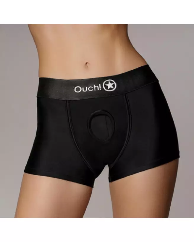 Vibrating Strap-on Boxer XS/S Black Ouch! by Shots, Gode Ceinture Réglable-1