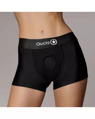 Vibrating Strap-on Boxer XS/S Black Ouch! by Shots, Gode Ceinture Réglable-1