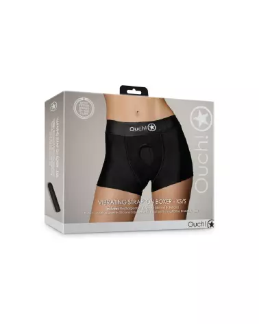 Vibrating Strap-on Boxer XS/S Black Ouch! by Shots, Gode Ceinture Réglable-2