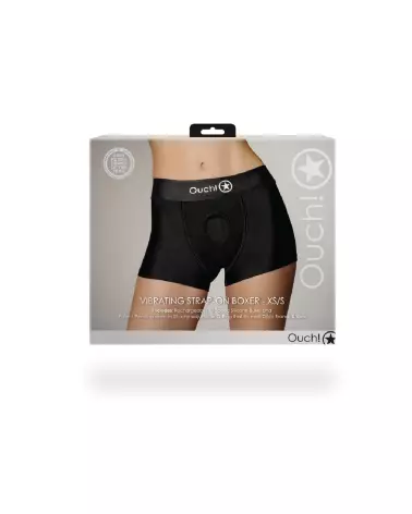 Vibrating Strap-on Boxer XS/S Black Ouch! by Shots, Gode Ceinture Réglable-3