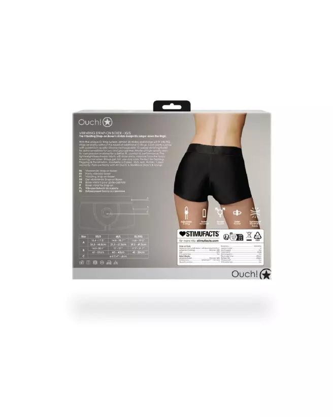 Vibrating Strap-on Boxer XS/S Black Ouch! by Shots, Gode Ceinture Réglable-4
