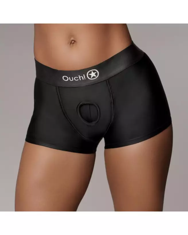 Vibrating Strap-on Boxer M/L Black Ouch! by Shots - Godes Ceintures-1