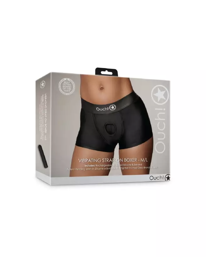 Vibrating Strap-on Boxer M/L Black Ouch! by Shots - Godes Ceintures-2