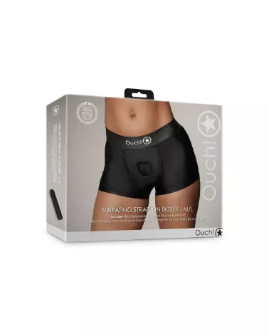 Vibrating Strap-on Boxer M/L Black Ouch! by Shots - Godes Ceintures-2
