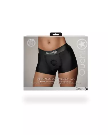 Vibrating Strap-on Boxer M/L Black Ouch! by Shots - Godes Ceintures-3