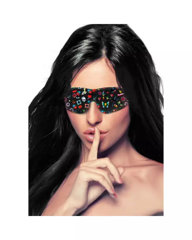Masque pour les yeux imprimé Ouch! by Shots pour jeux de bondage et séduction-1