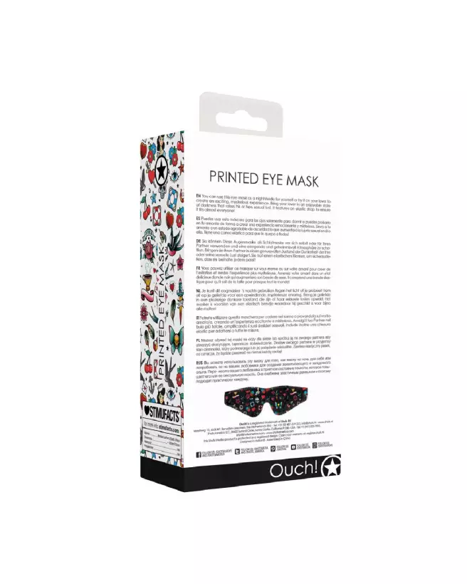 Masque pour les yeux imprimé Ouch! by Shots pour jeux de bondage et séduction-3
