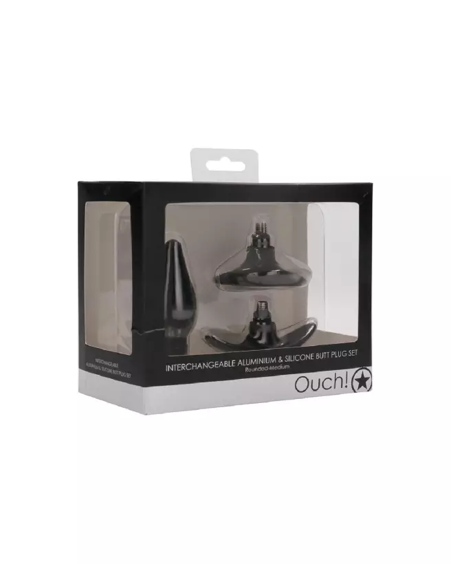 Set de Plugs Anaux Interchangeables Medium Ouch! by Shots avec bout arrondi-2