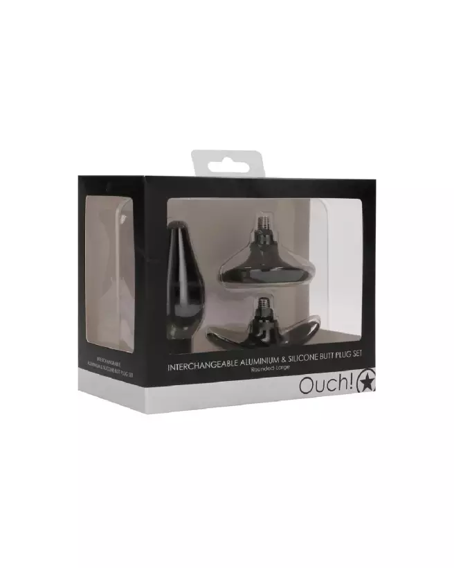 Set de Plugs Anaux Interchangeables Ouch! by Shots Taille Large Forme Arrondie-2
