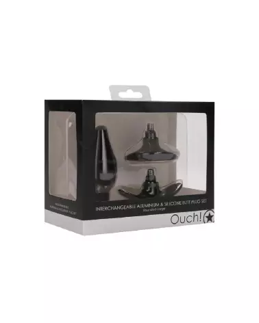 Set de Plugs Anaux Interchangeables Ouch! by Shots Taille Large Forme Arrondie-2