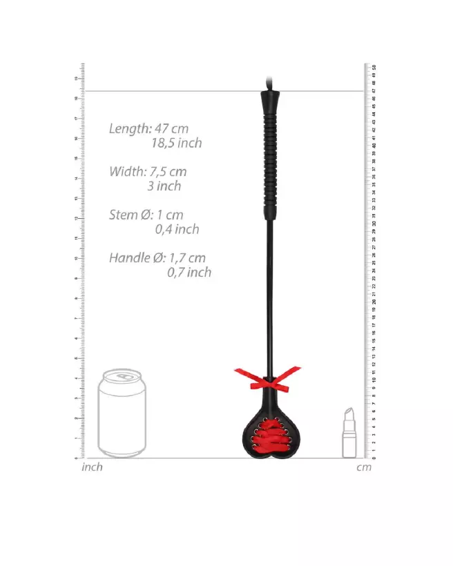Crop en forme de cœur avec dentelle rouge de Ouch! by Shots pour jeux de bondage-3