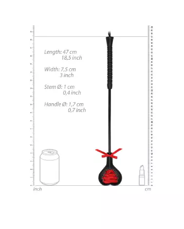 Crop en forme de cœur avec dentelle rouge de Ouch! by Shots pour jeux de bondage-3
