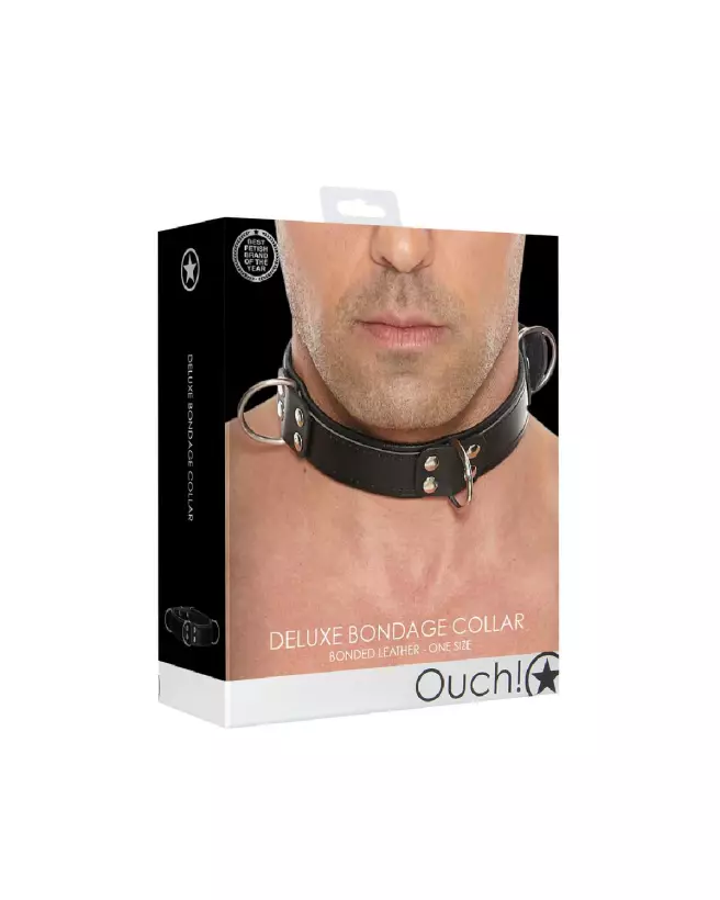 Collier de bondage deluxe Ouch! by Shots en faux cuir ajustable-2