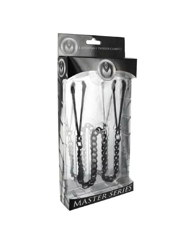 Image des pinces à tétons Tweezer Nipple Clamps Reign Noir par XR Brands pour BDSM-2